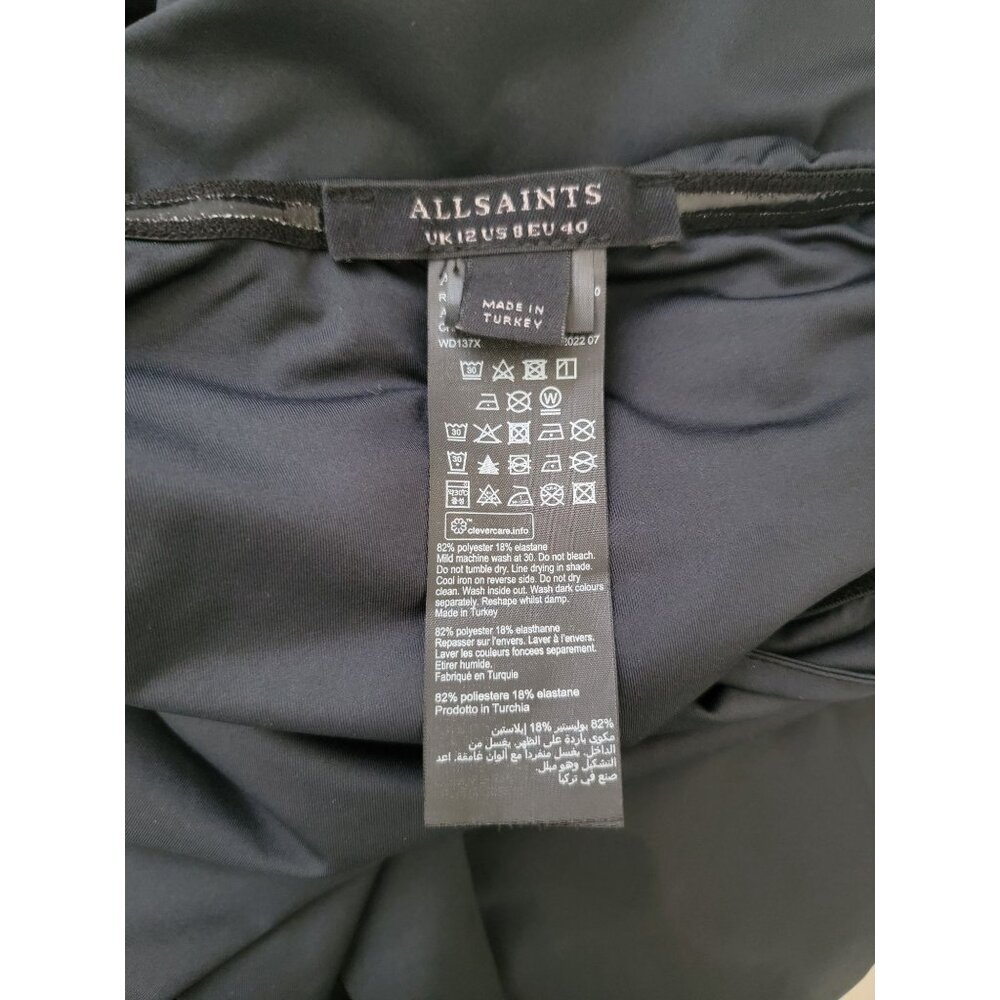 Allsaints CHARLIE Black Spaghetti Strap Midi Dress With Back Slit Sz 8 - Picture 5 of 7